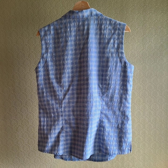 Blue Gingham Mountain Equipment Coop Sleeveless Vest Top - Picture 2 of 3